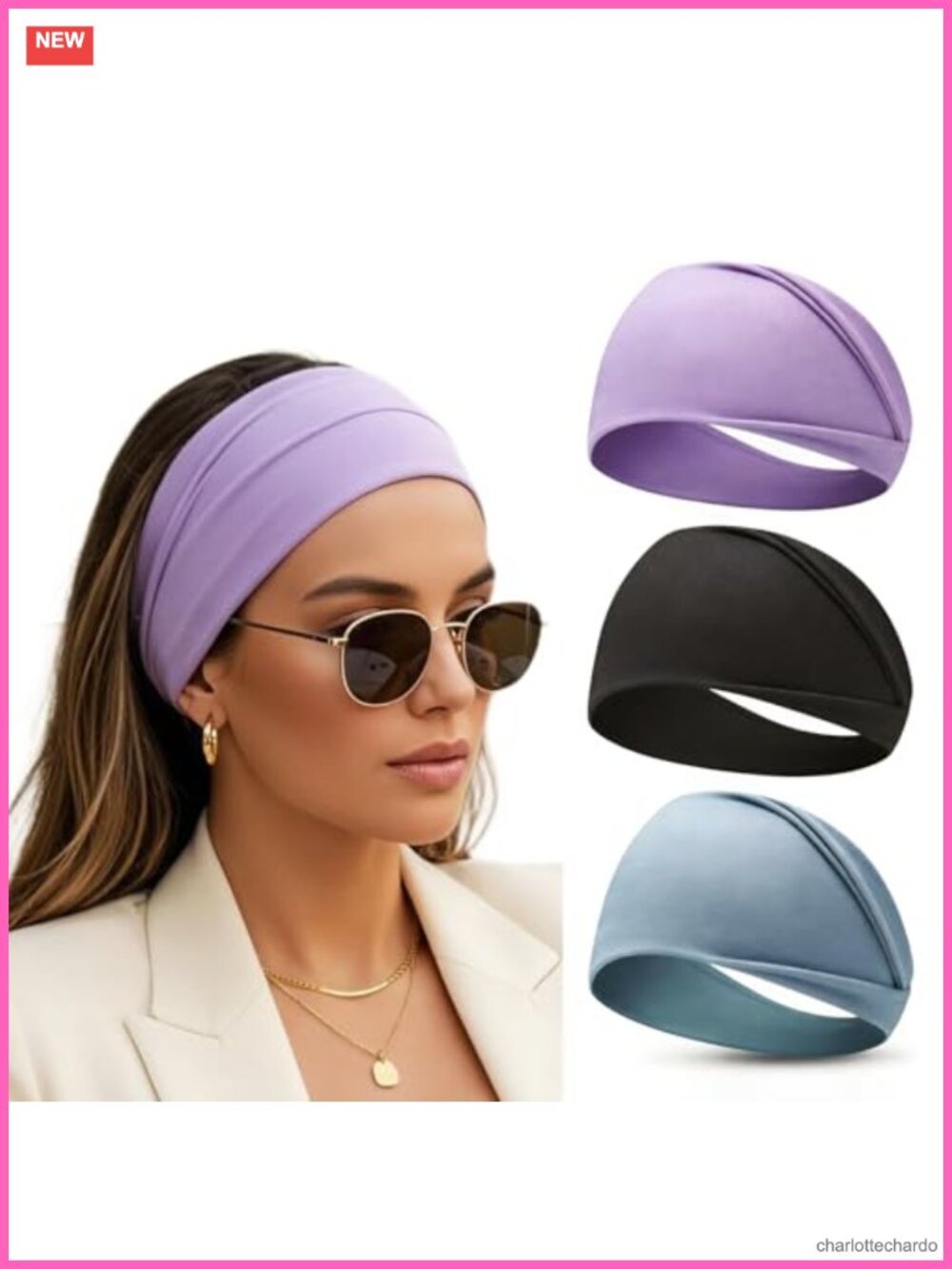 Women's Wide Headbands 3 Pack Soft Elastic Non Slip Breathable Sweat Wicking